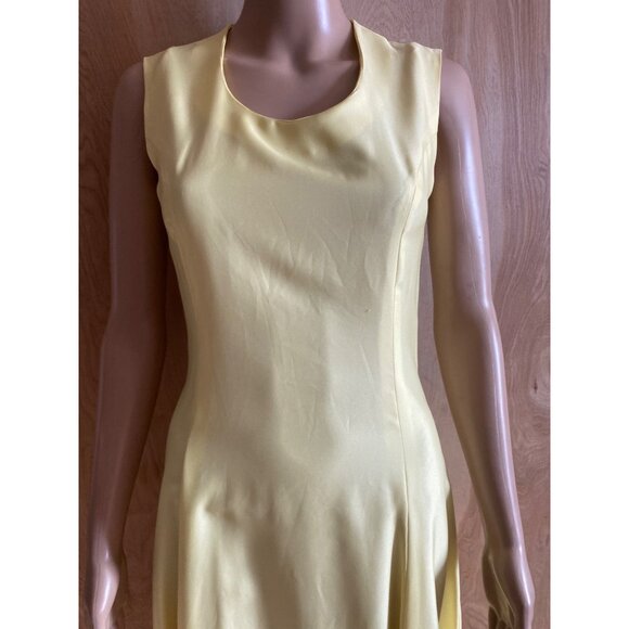 1960s Polyester Handmade Yellow Maxi Dress Sheer Floral Overlay Sz S Cottagecore - Picture 3 of 16